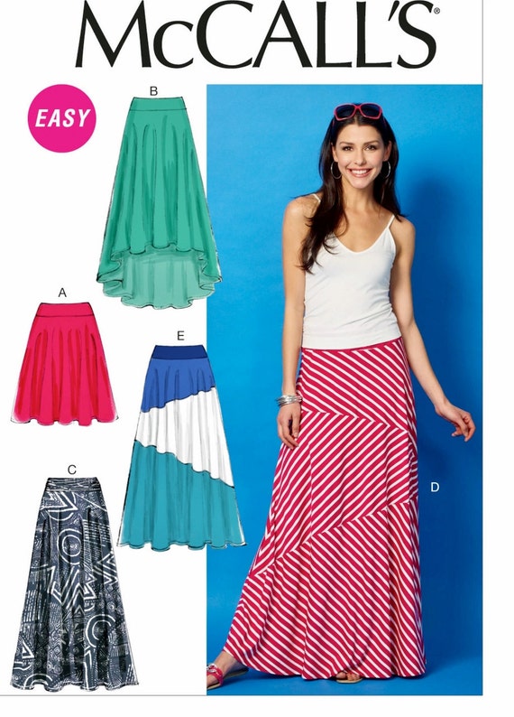 Items similar to Knit Fabric Skirt Pattern, Long Skirt Pattern, High ...