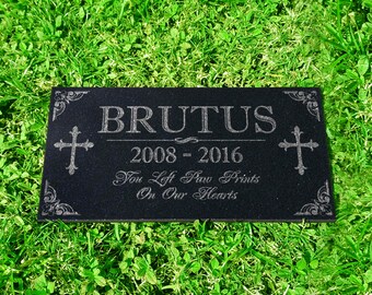 Pet Memorial Stone Personalized Cross Dog Cat Horse Memorial Plaque Custom Engraved Granite Grave Marker In Loving Memory Garden Headstone