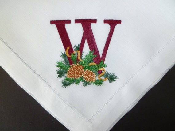 Christmas Dinner Napkin Embroidered Monogram Personalized