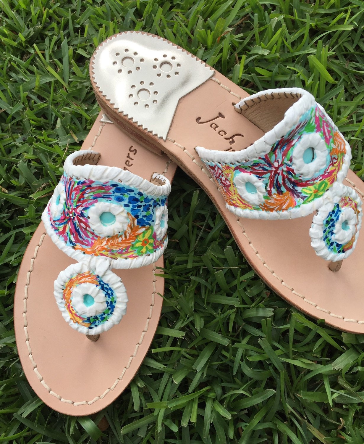 Authentic Jack Rogers hand painted in Lilly Pulitzer inspired