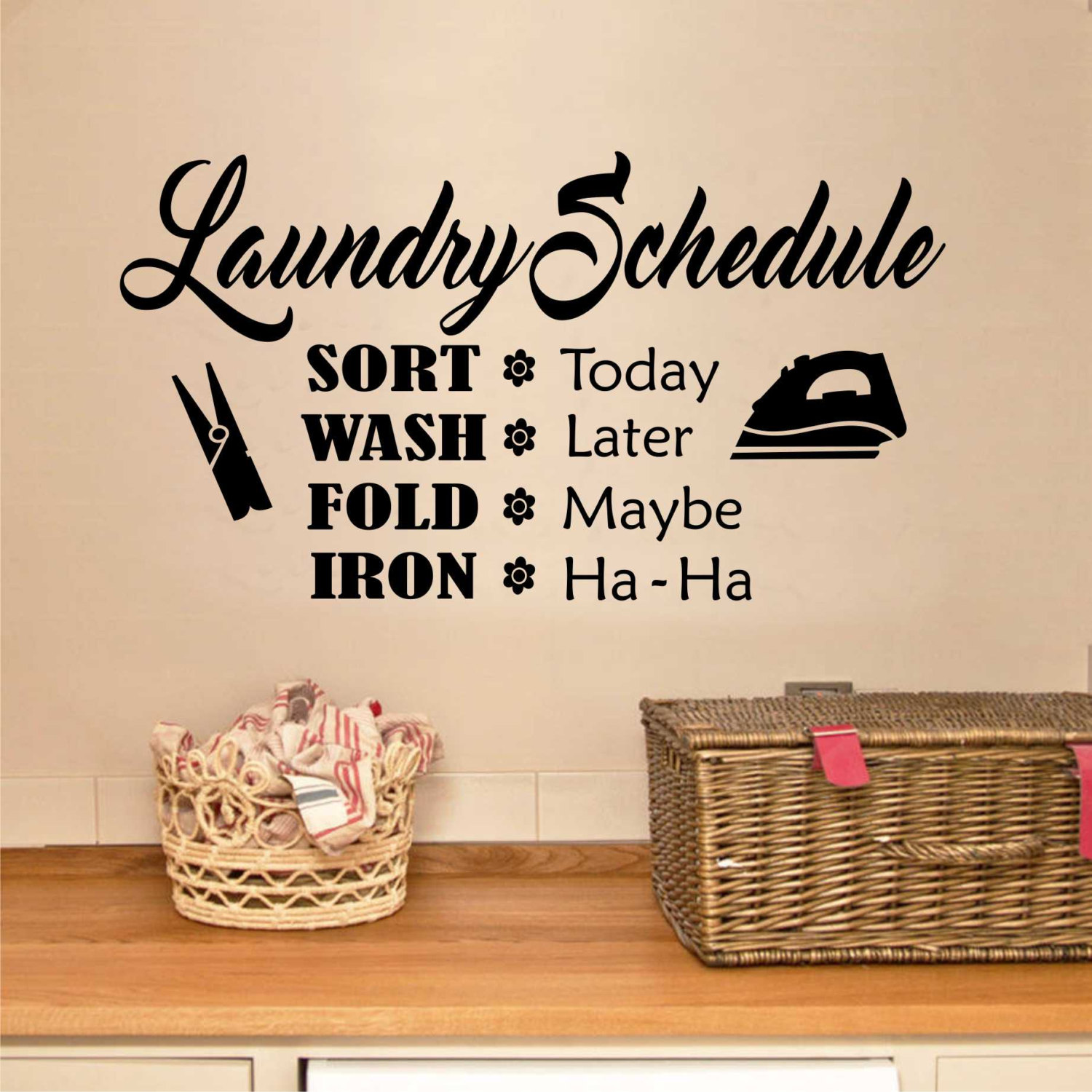  Funny  Laundry  Room Schedule Quote  Vinyl Wall Lettering Vinyl