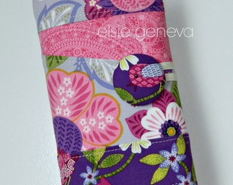 Made to Order Birds Floral Paisley Pink Purple Spill Proof Interchangeable Circular Knitting Needle Case Organizer DPN COMBO Personalized