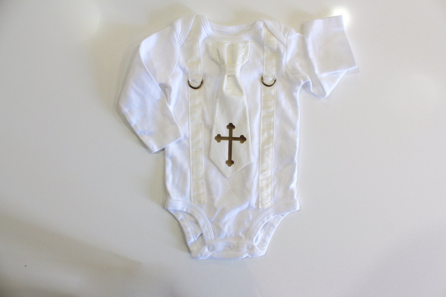 Baby Boy Silk Baptism / Christening Outfit. All white and gold