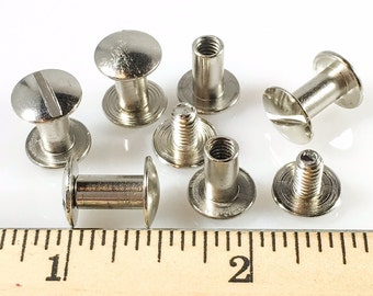 CONCHOS Chicago Screws 3/8 inch Plain 100 pcs NP SILVER