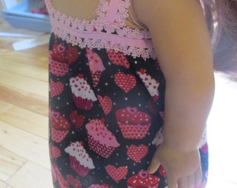 18 Inch Doll Nightgown, cupcake dress for 18 inch doll