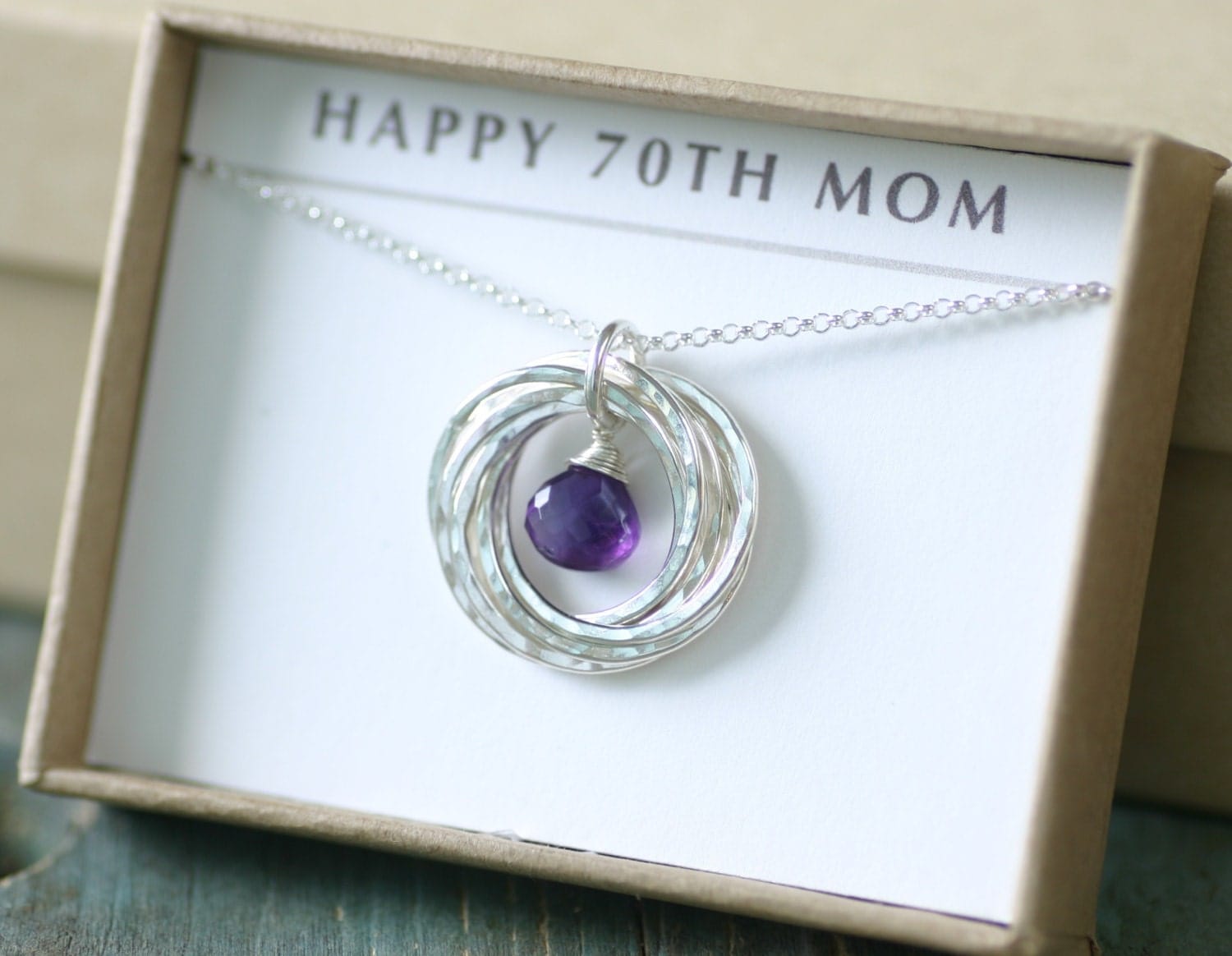70th birthday gift for mother necklace amethyst February
