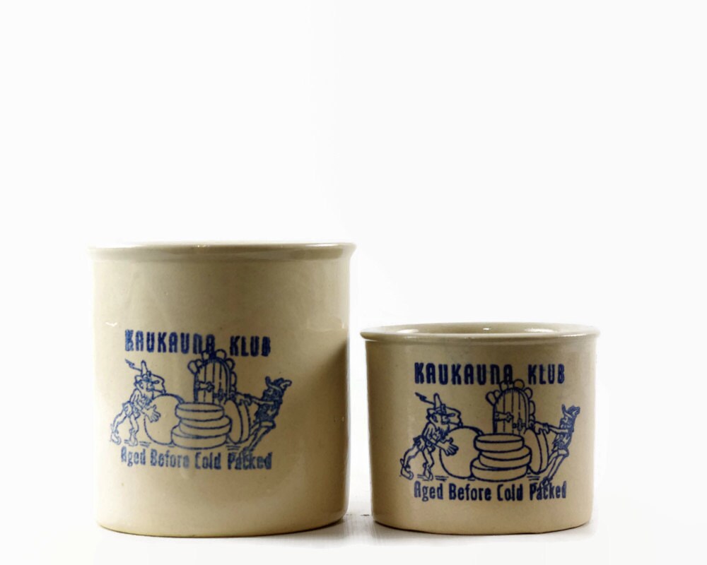 Kaukauna Klub Stoneware Crocks Farmhouse Kitchen Decor Small