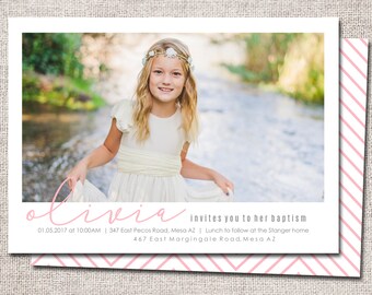 LDS Baptism invitation, modern baptism invitation, printable, baptism announcement, baptism invitation, boy, girl (Olivia)