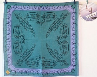 Vintage Tammis Keefe Calligraphy Linen Handkerchief