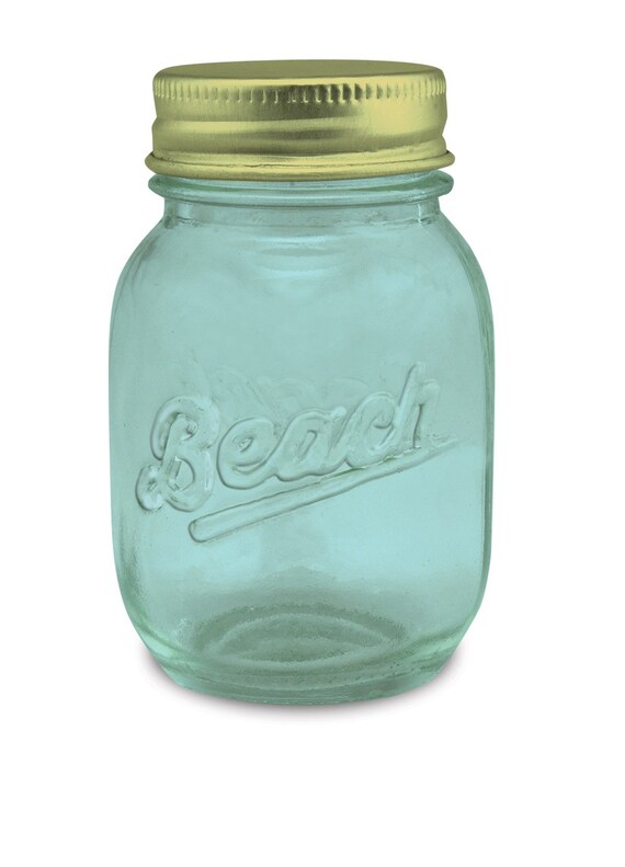 Beach Blue Mason Canning Jar Shot glass with Lid 1.5 oz.