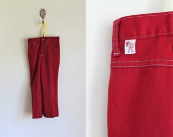 vintage 1970s toddler's pants - OXBLOOD maroon slacks / 4-5T