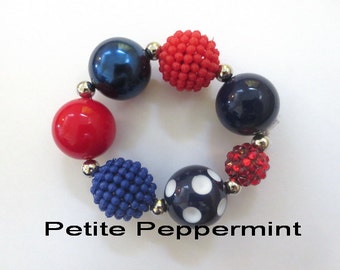 Red and Navy Blue Toddler Bracelet,Toddler Girl Bracelet,Children Bracelet,Girl Chunky Bracelet,Girl Bracelet,Little Girl Bracelet