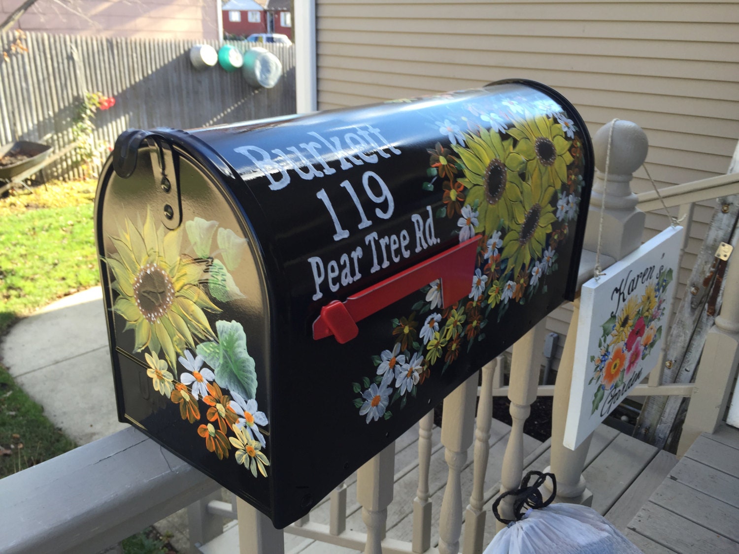 Decorative Jumbo Mailbox hand painted custom ordered flowers
