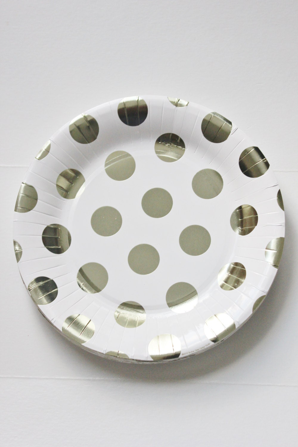 12 GOLD POLKA DOT Large Paper Plates Glam Shabby Chic Gold