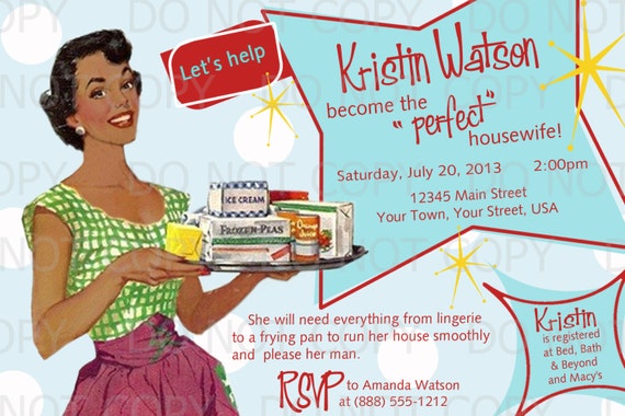 Printable Diy Retro Housewife Theme Bridal Shower Party