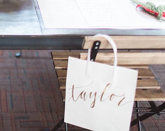 Custom gift bags + MEDIUM Wedding gift bags + Bridal shower gift bag + Bachelorette Party bags + Welcome Bags / Handwritten