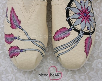 Native American Dream Catcher Custom Painted TOMS Shoes - Colorful Dreamcatcher - Personalized Shoes - Native American Art