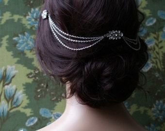 Hair Chain Headpiece - Art Deco Headpiece -Bridal hair jewellery - 1920s Bridal headpiece - Downton Abbey headpiece -1920s wedding dress