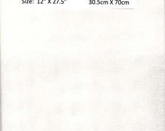 GT61 - Zweigart, Lugana, 32 Count,White , 12 X 28 Inches or 30 X 70cm , Cut Fabric Collection