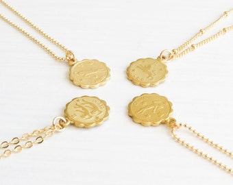 Zodiac Necklace Gold | Horoscope Necklace | Custom Zodiac Necklace | Dainty Zodiac Necklace | Taurus Sign Jewelry | April Birthday Jewelry