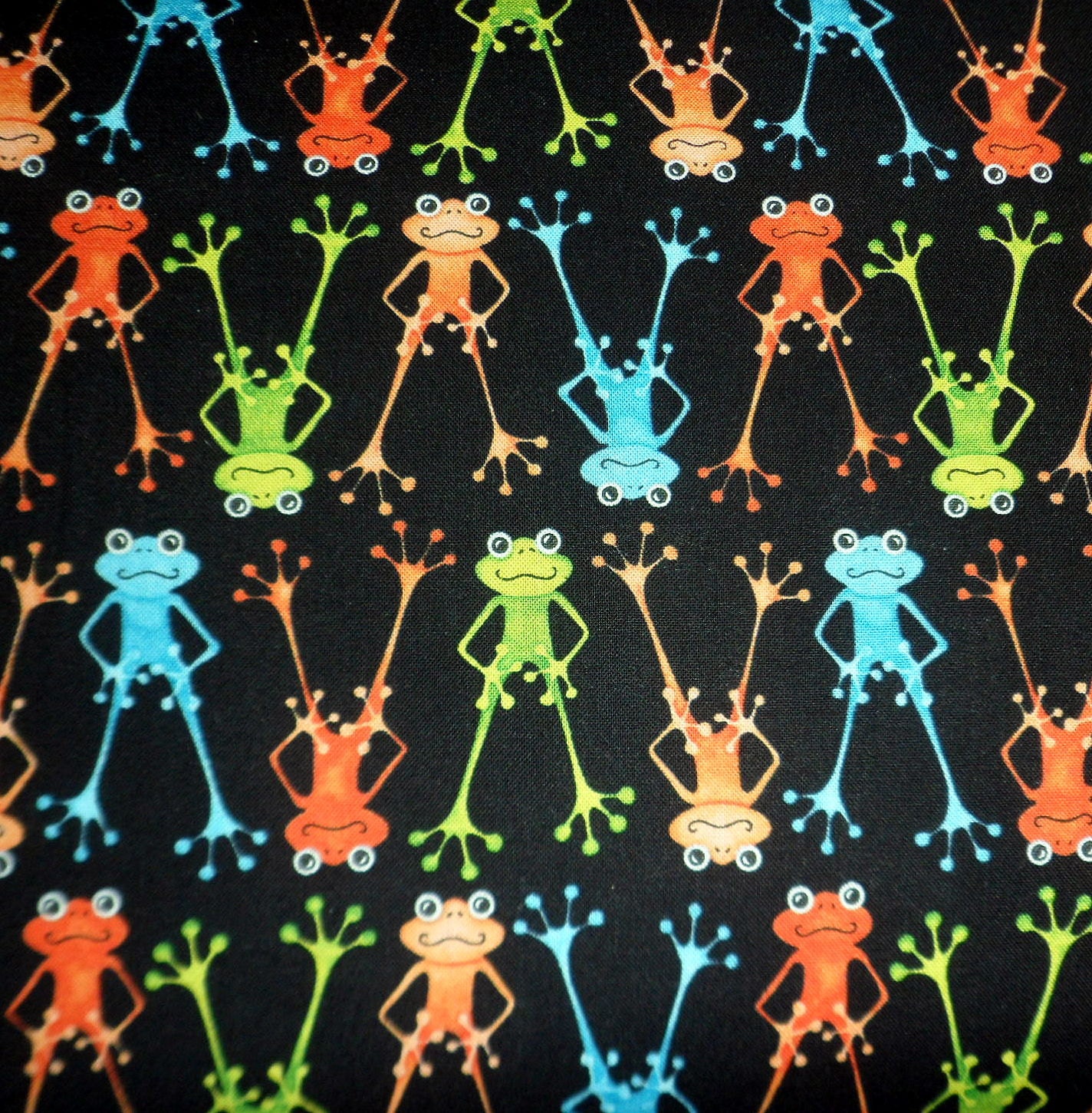 Frog Fabric Frogs in a Row Aussie Mates Cotton Fabric Henry