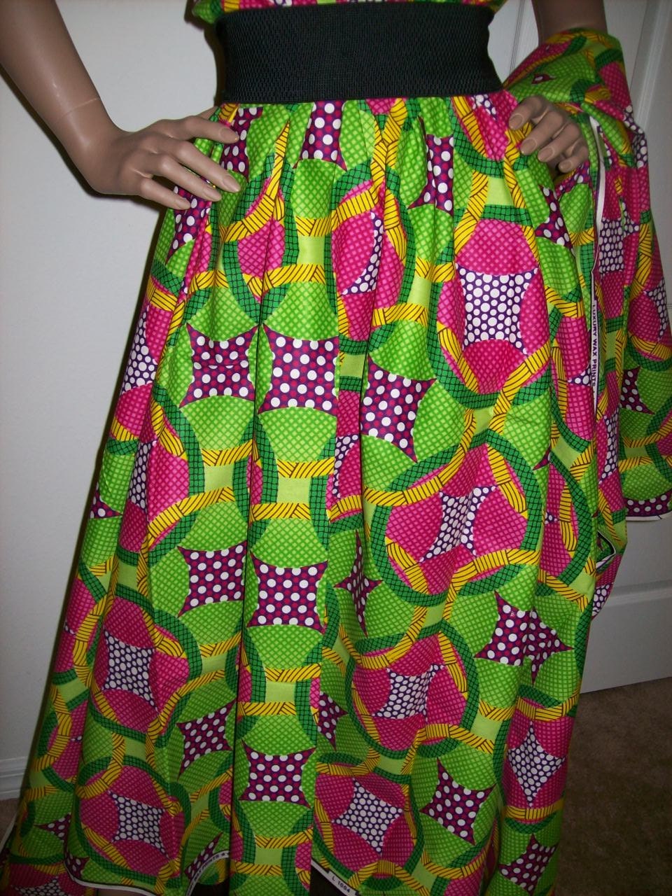 Pink and Lime Green African fabric by the yard/ Wax prints/