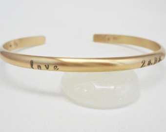 Personalized Cuff Rounded & Smooth Gold Fill Bracelet Personalize with Up to 60 Characters Choose Polished or Matte Finish Hand Forged Cuff