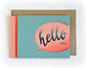 Hello greeting card | Etsy