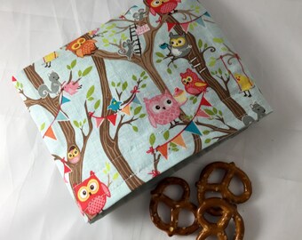 Reusable Snack Bag - Reusable Baggie - Owl Snack Bag - Fabric Snack Bag - Reusable Fabric Snack Bag - Reusable Baggie - Owl Snack Bag