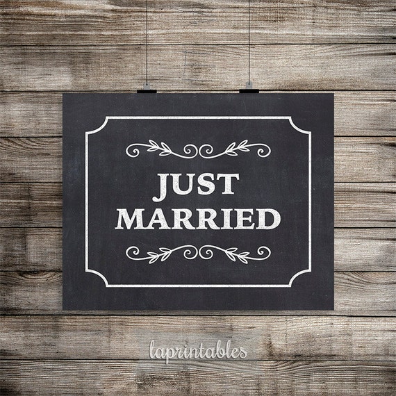 Just Married Printable Chalkboard Sign Wedding by LAPrintables