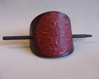 Leather Hair Barrette...large size