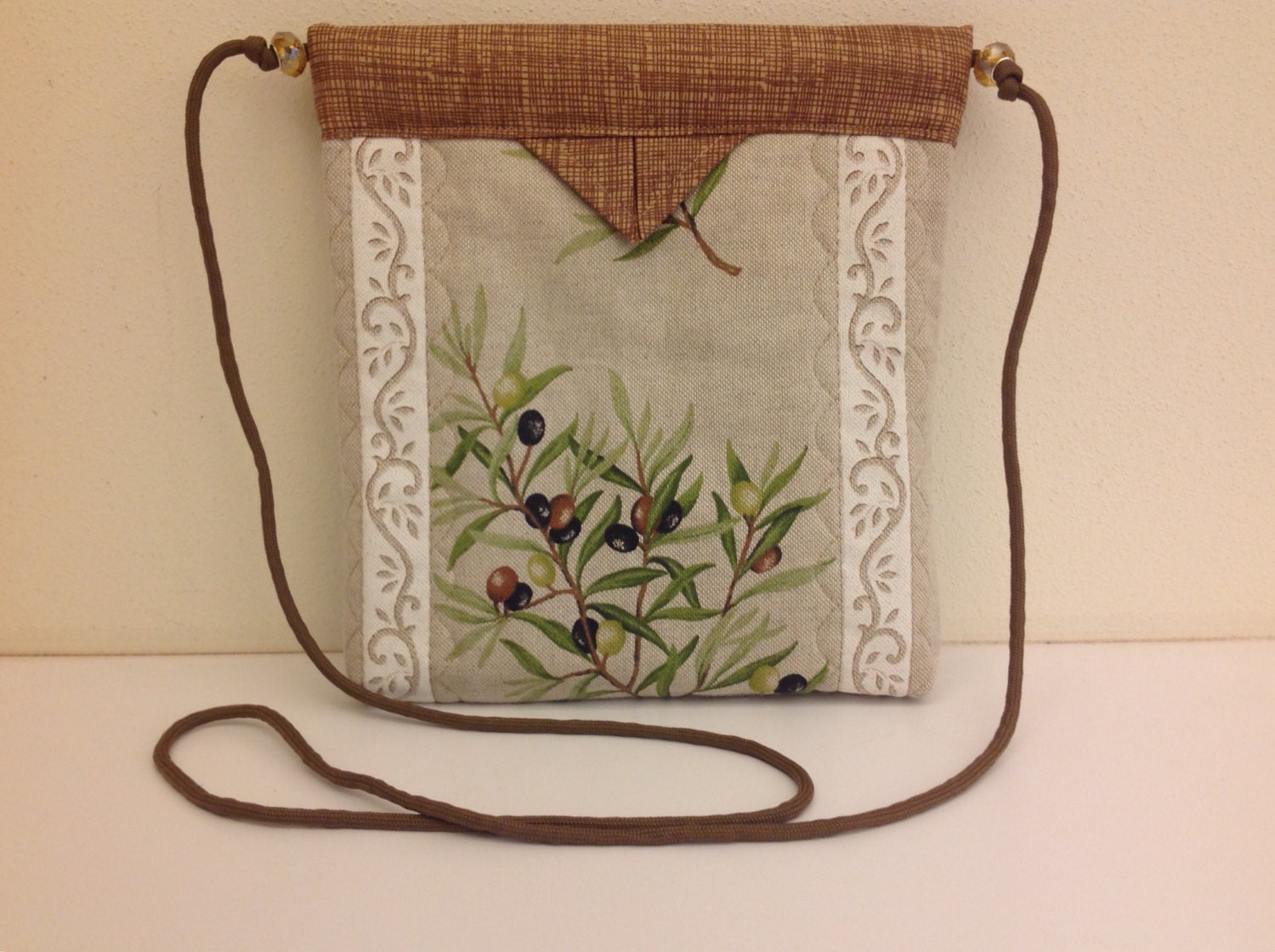 SALE French Print Olives Quilted Snap Bag Purse Handbag