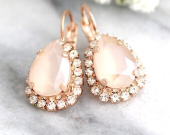 Ivory Cream Earrings, Nude Ivory Bridal Earrings, Bridal Earrings,Bridesmaids Earrings, Bridal Drop Earrings,Gift For Her,Swarovski Earrings