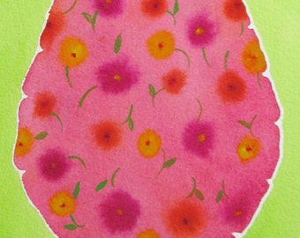 Flower-Filled Brain - original watercolor painting of brain