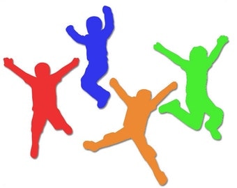 Jump Party Tags, Jumping Kids Die Cuts, Trampoline Party, Bounce House Party Decor