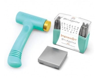 Metal Stamping Kit Impressart Bridgette Lowercase Includes Metal Stamps Hammer and Steel Block Starter Kit