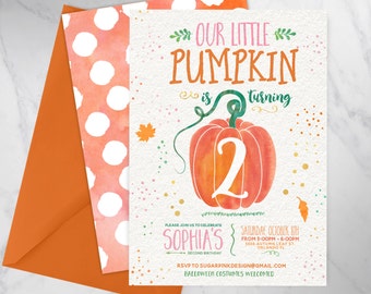 Pumpkin Patch Birthday | Pumpkin Birthday Invitation | Our Little Pumpkin Birthday Invite | Fall Birthday Invitation | DIGITAL FILE ONLY