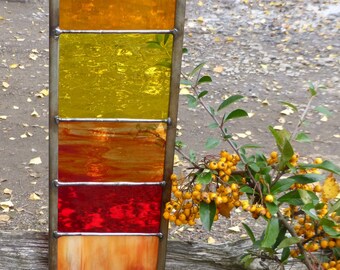 Stained Glass Garden Ornament Architectural Panel Small in Sunshine Colours MTO