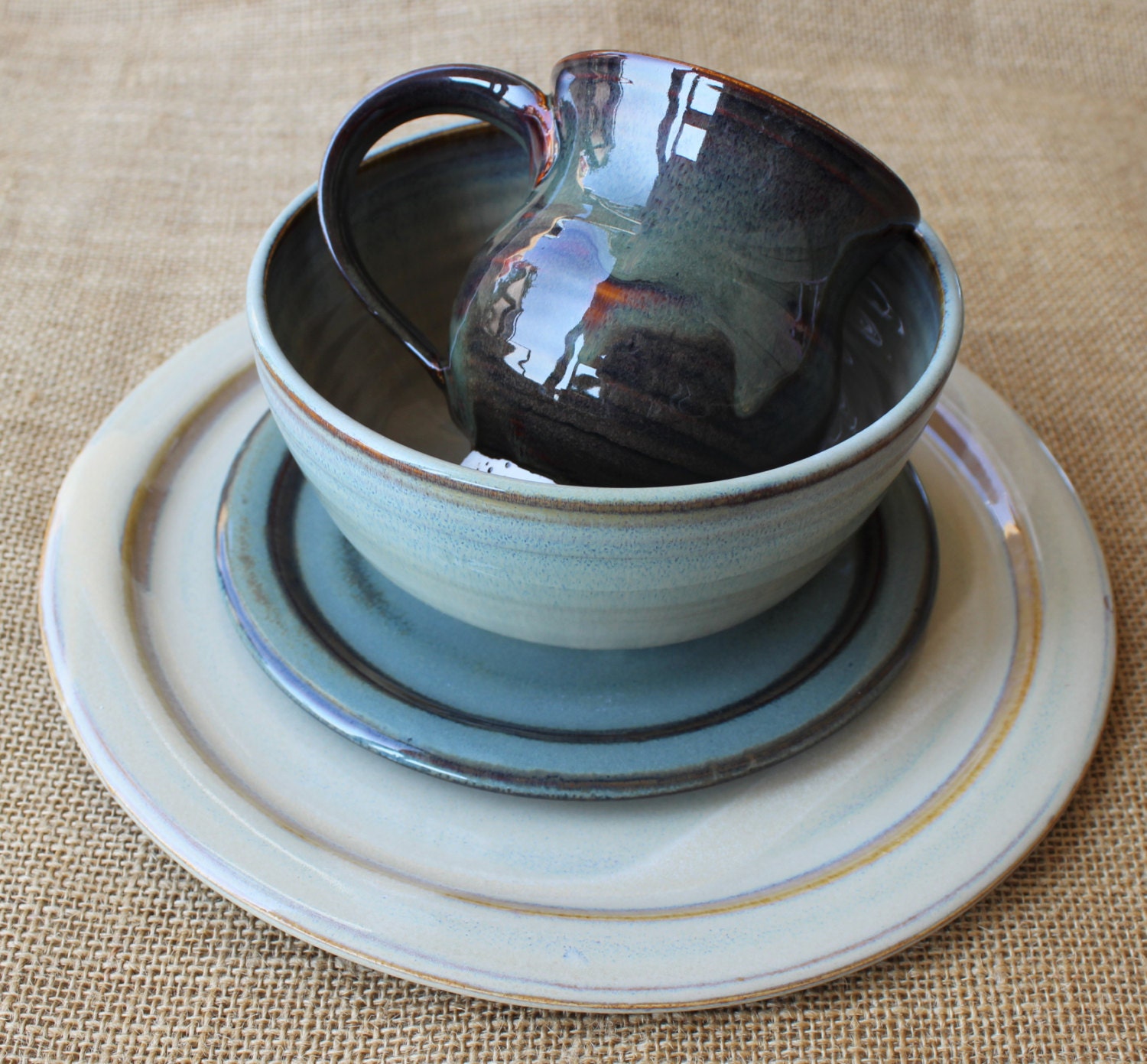 4 piece dinnerware set Mix and match Stoneware Pottery