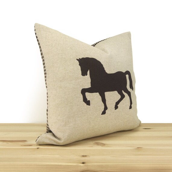 Items similar to Decorative Pillow Case, Horse Cushion Cover In Dark