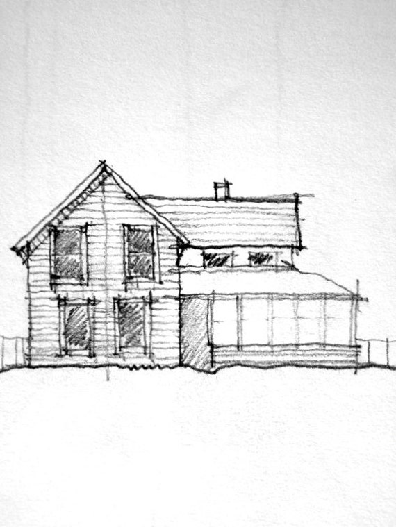 pencil drawing of house sketch original drawing original