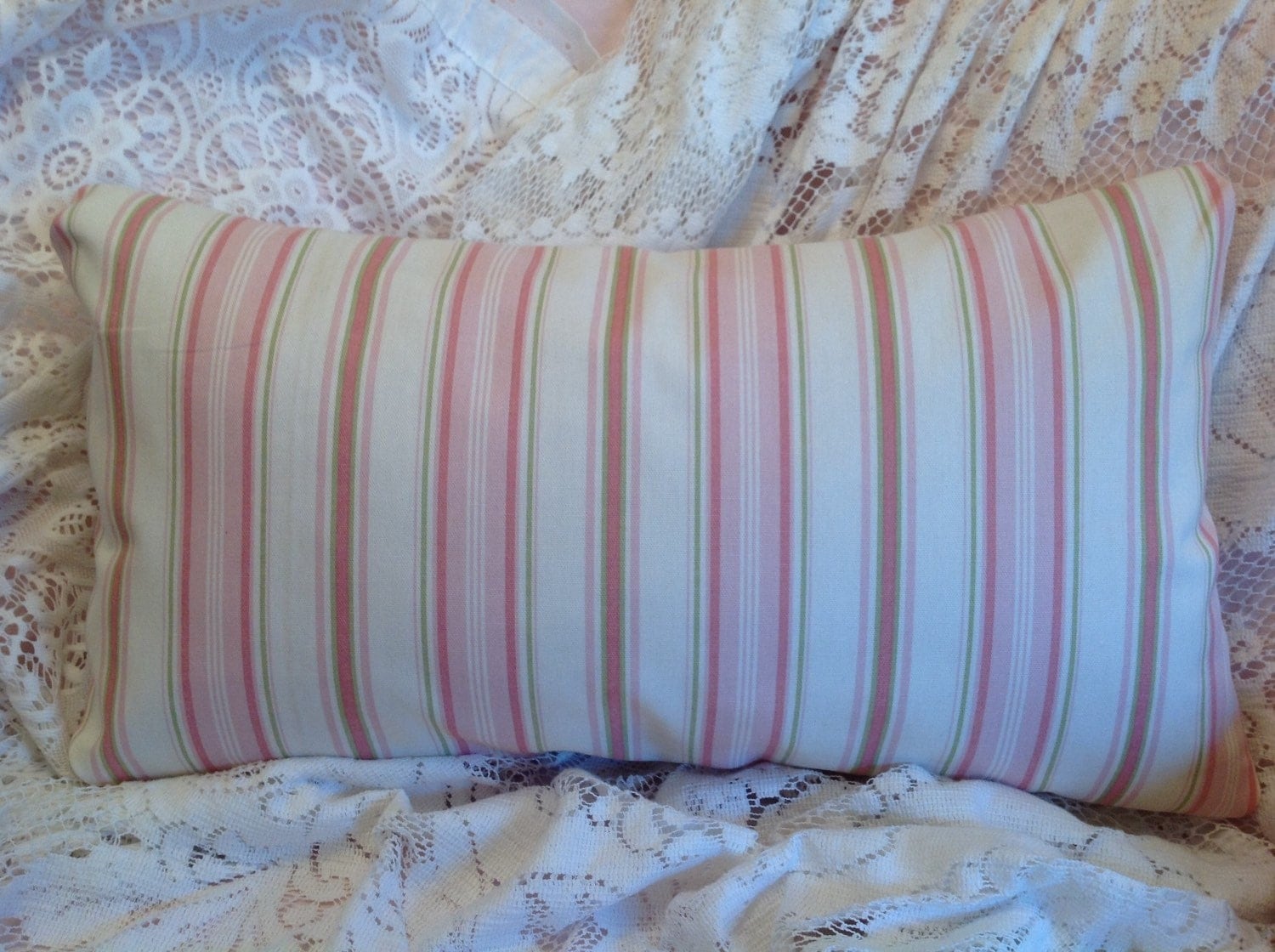 Shabby Chic Striped Pillow Cover lovely colors