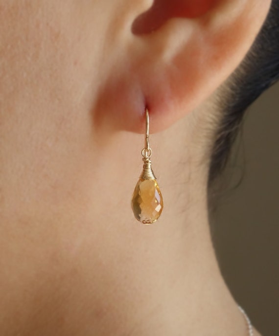 Citrine Jewelry Set/ Citrine Necklace and Earrings/Citrine