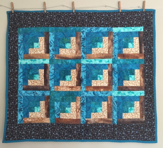 Log cabin pattern sand and waves baby quilt