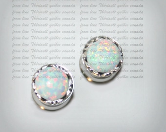 Ear Plugs-Stainless steel gauges -Double Flared-Single Flared-Screw-on-Ear Gauge- Glass opal (bc)