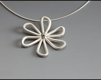 Handmade Reversible Open Flower Pendant Sterling Silver