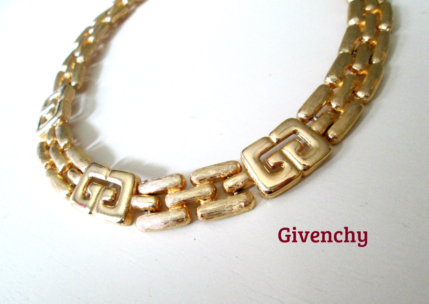 Givenchy G Gold Choker Collar Necklace // Vintage 1970s High