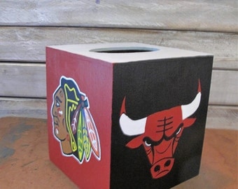 Hand painted Chicago Sports Team tissue box cover