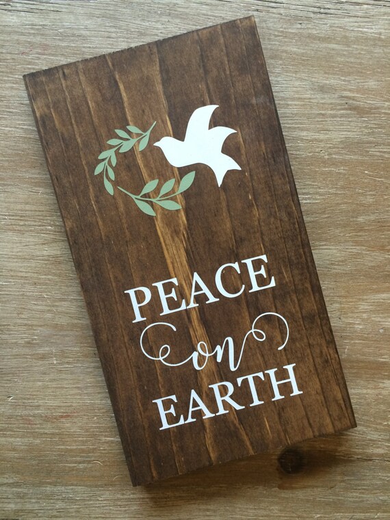 Items similar to Peace on Earth painted wood sign (5.5" x ...