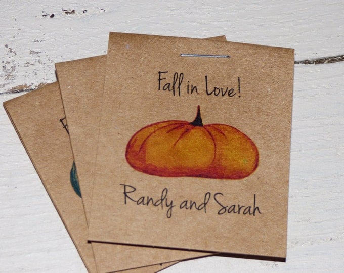 Personalized MINI Seeds Pumpkin themed Fall in Love Sunflowers Flower Seed Packet Bridal Wedding Shower Favors Shabby Chic Rustic Cheap